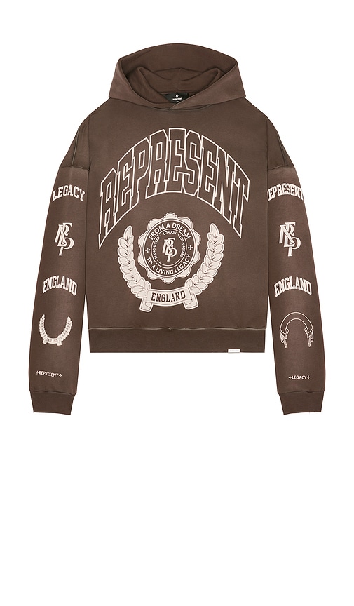 Represent Cotton Legacy Crest Hoodie In Brown