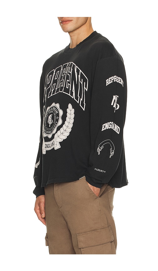 REPRESENT Legacy Crest Long Sleeve Tee in Stained Black