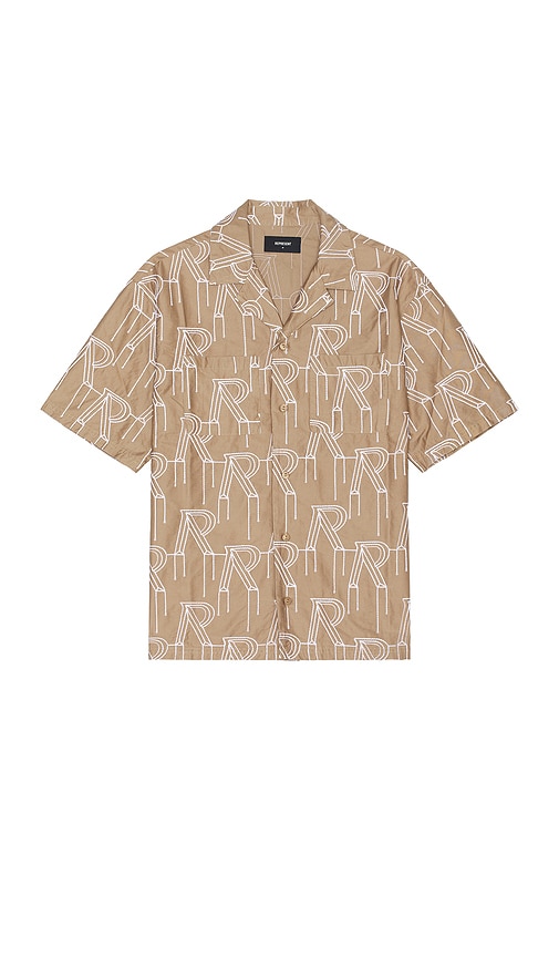 Shop Represent Embroidered Initial Overshirt In Washed Taupe
