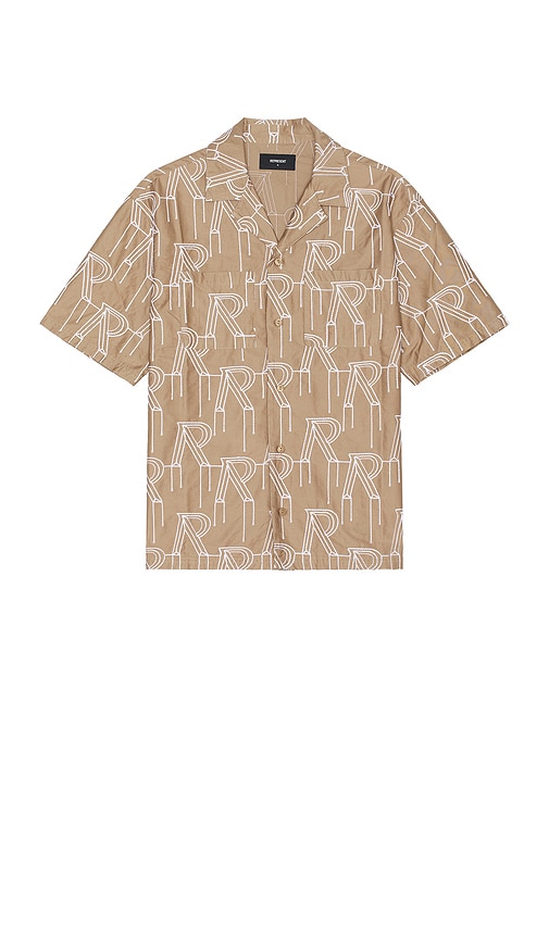 Shop Represent Embroidered Initial Overshirt In Washed Taupe