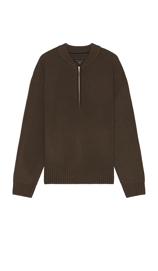 Shop Rag & Bone Clarkson Mixed Media Quarter Zip Sweater In Brown