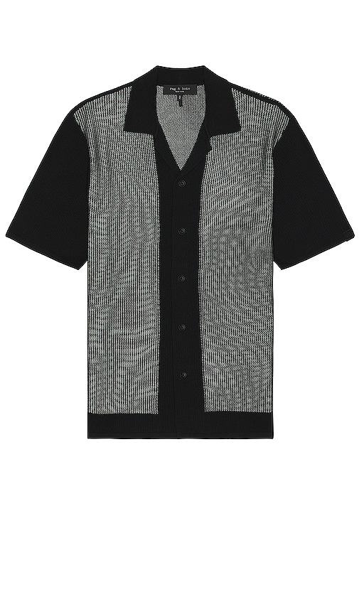 Rag & Bone Harvey Knit Camp Shirt In Black