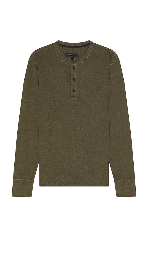 Rag & Bone Classic Flame Henley in Forest Green