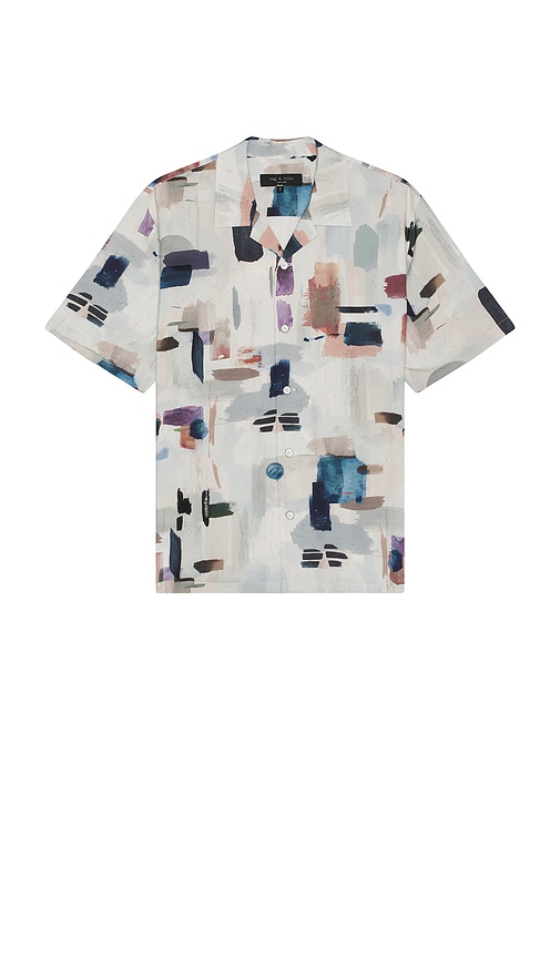 Avery Printed Shirt in Blue. - size XL/1X (also in L, M, S)