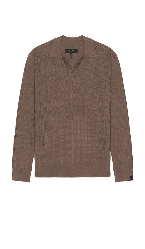 Rag & Bone Harvey Plaid Johnny Collar Polo In Brown