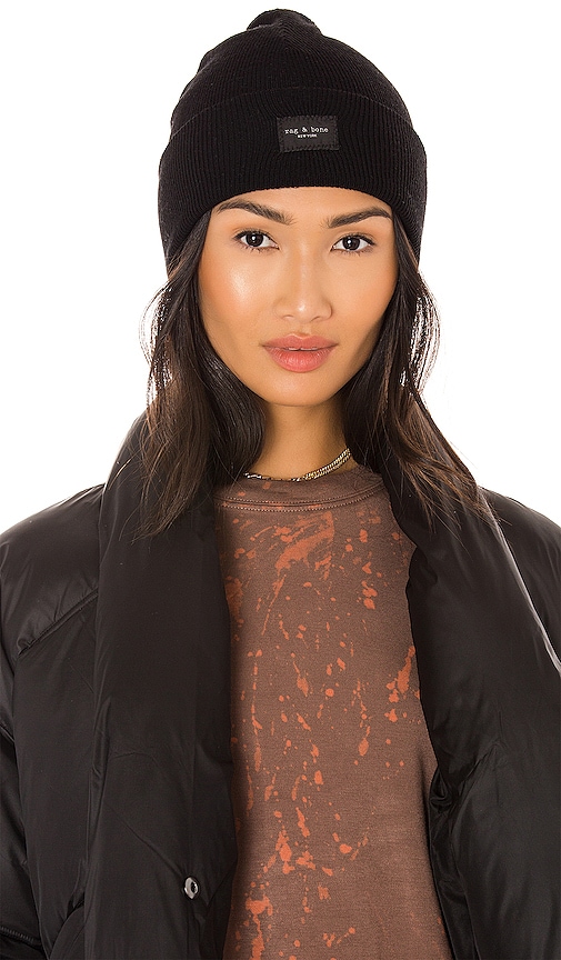 Rag & Bone Addison Beanie in Black.