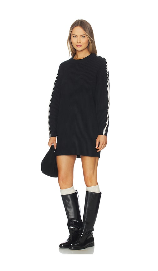 Rag & Bone Ingrid Crew Neck Mini Dress In Black