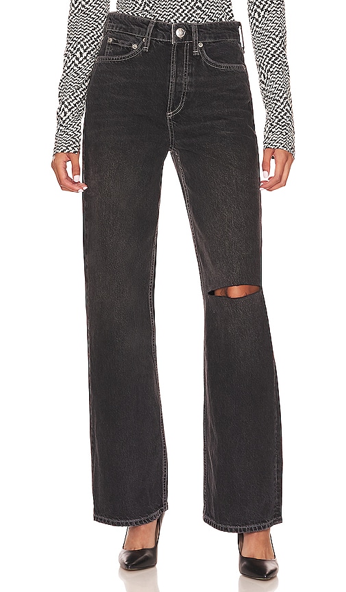 Rag & Bone Black Logan Wide-Leg Jeans