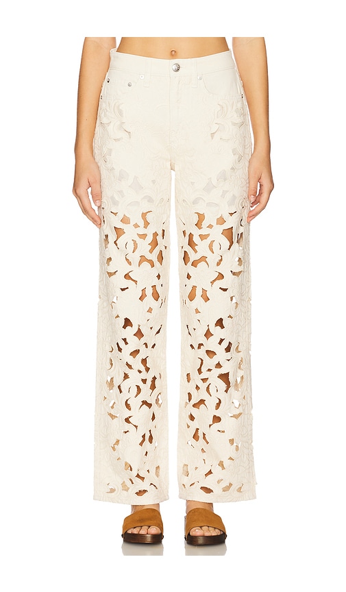 Logan Floral Cutout Wide Leg in Cream. - size 23 (also in 24, 25, 26, 27, 28, 29, 30) - Rag & Bone - Modalova