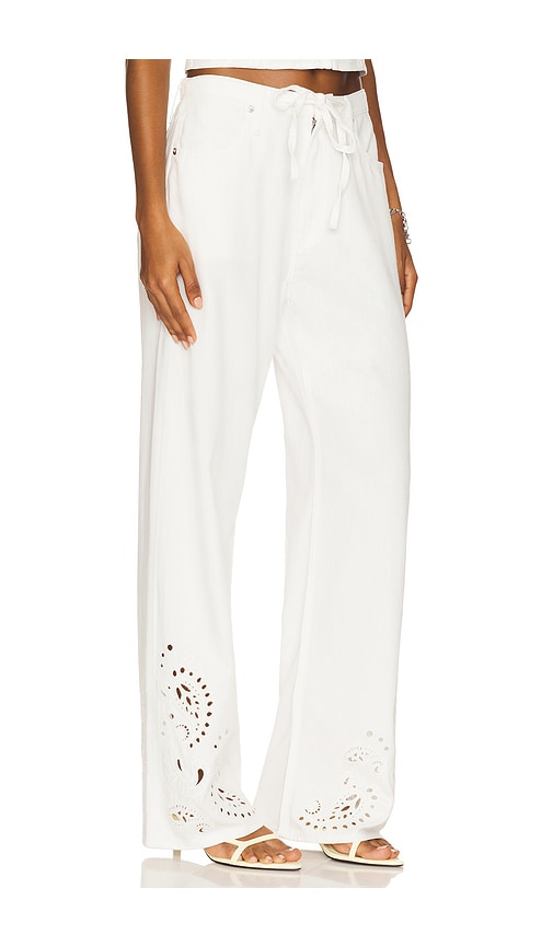 Rag & Bone Ultra Featherweight Phoebe High Rise Drawstring Jeans In White Eyelet