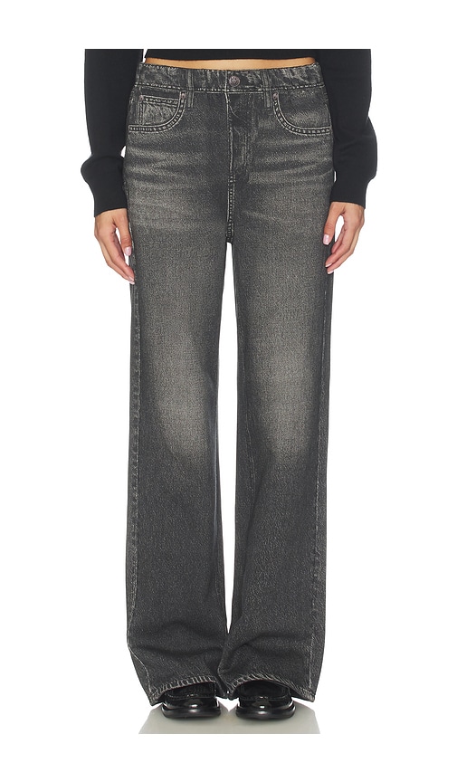 Rag & Bone Miramar Fleece Pull On Wide Jeans In Black