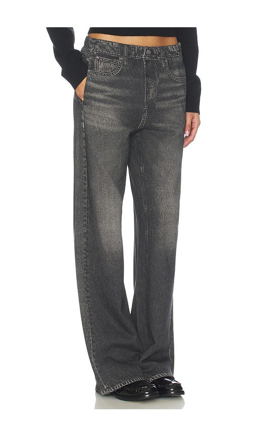 Rag & Bone Miramar Fleece Pull On Wide Jeans In Black