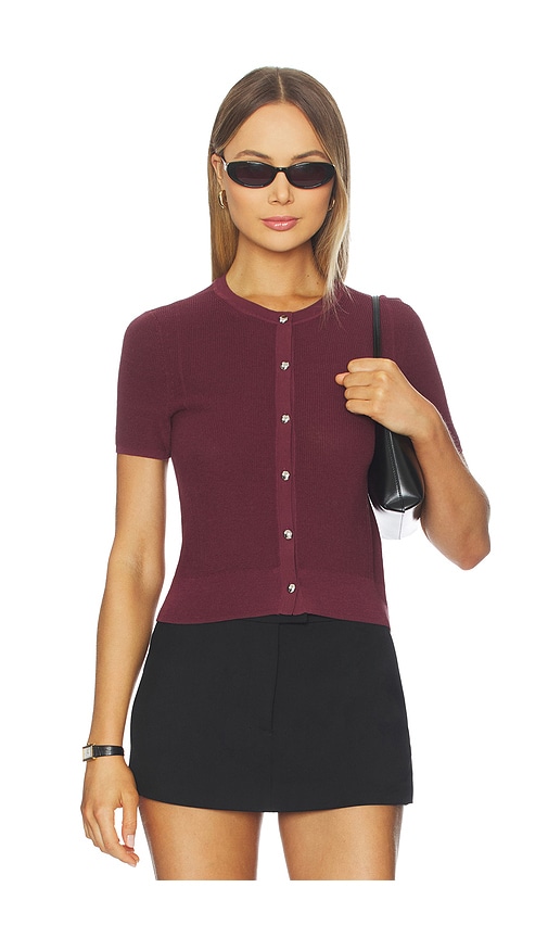 Rag & Bone Dina Short Sleeve Cardigan in Prune
