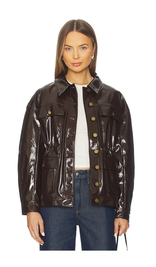 Rag & Bone Amy Faux Patent Leather Jacket In Brown