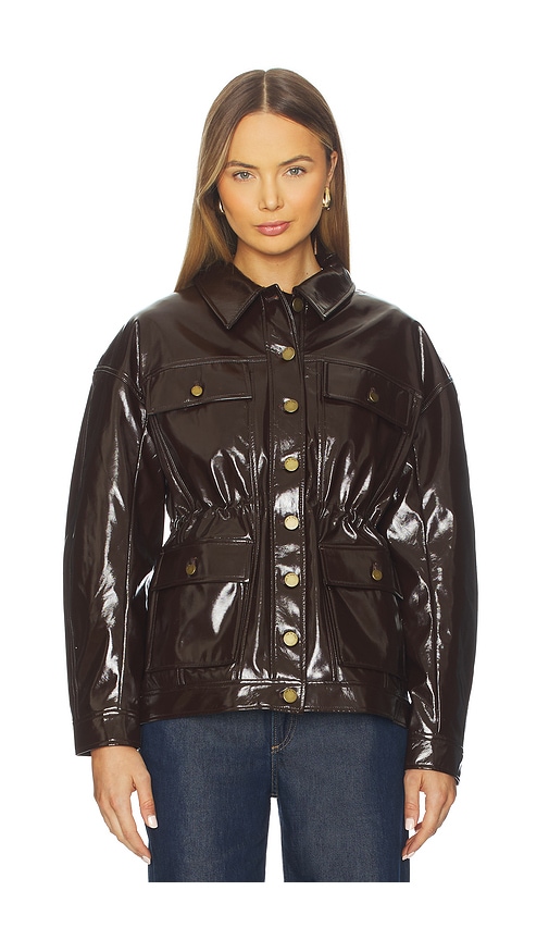 Rag & Bone Amy Faux Patent Leather Jacket In Brown