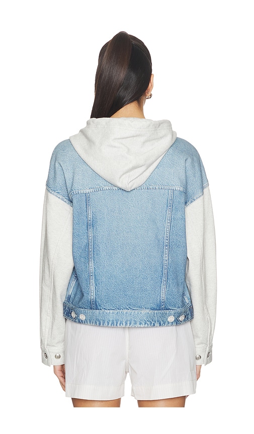  Rag & Bone Truckerjacke Mit Kapuze Aus Frottee-mix Miramar In Blue, Light Grey. Größe Xs. Also In S, M, L. 
