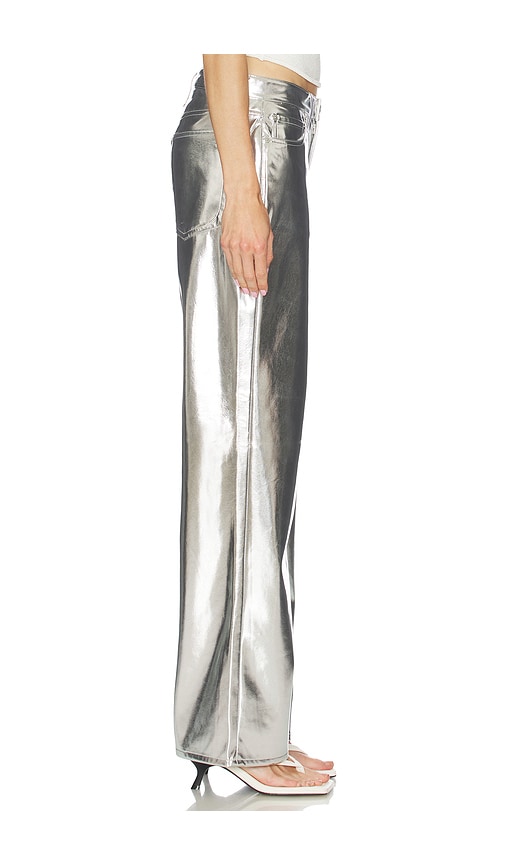  Rag & Bone Logan Faux Leather Wide Leg Pant In Metallic Silver. Size 23. Also In 24, 25, 26, 27, 28. 