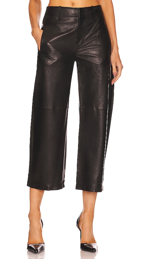 Rag & Bone Dylan Cropped Leather Pant in Black | REVOLVE