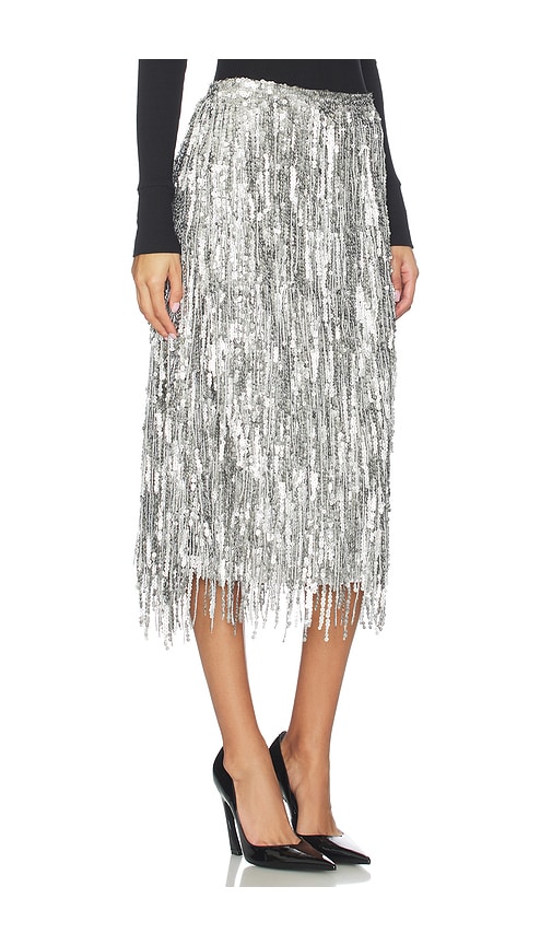 Rag & Bone Billie Sequin Midi Skirt Gnmt In Silver