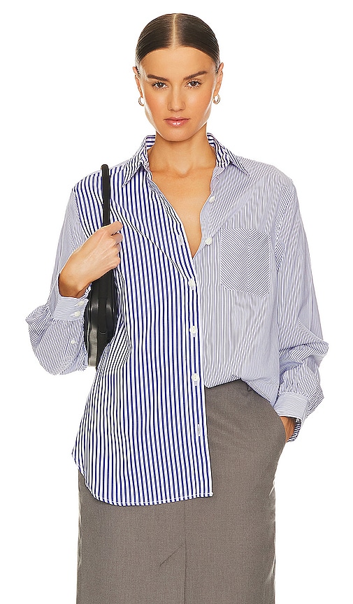 ANINE BING Mika Shirt in Blue & White Stripe