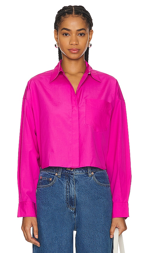 Rag & Bone Cropped Shirt Beatrice In Pink