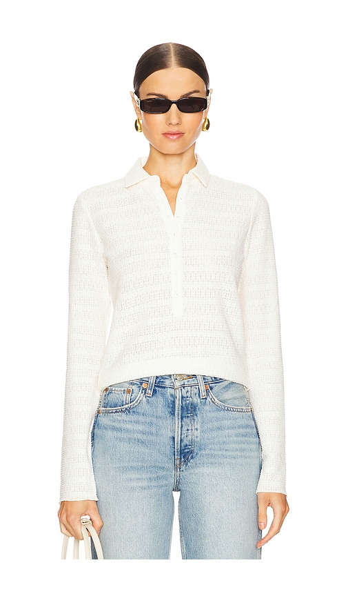 Rag & Bone Julia Long Sleeve Polo In Ivory