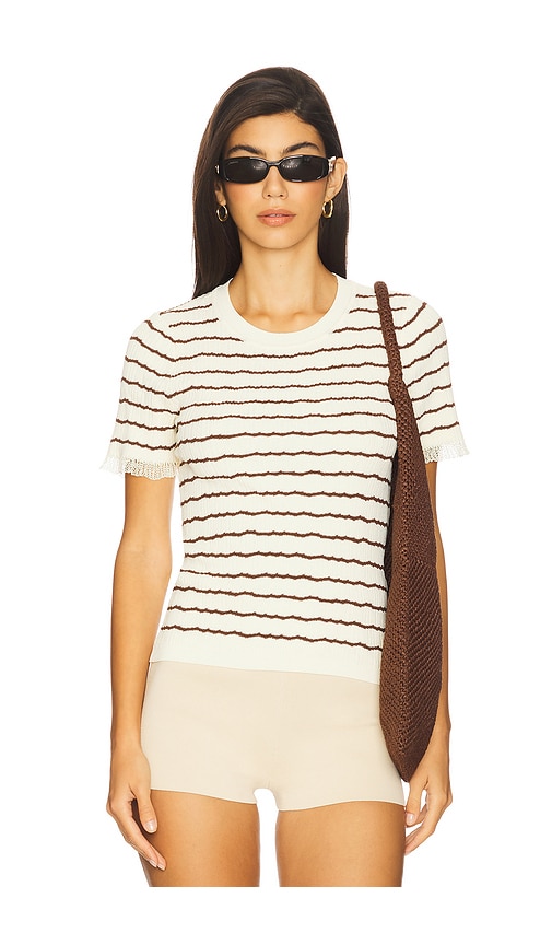Chiara Stripe Tee in Ivory. - size XXS (also in L, M, S, XS)