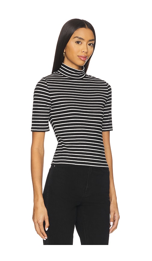 Rag & Bone The Knit Stripe Rib Turtleneck Tee In Black