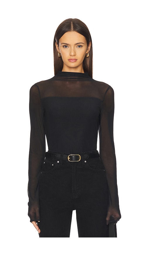 Rag & Bone Luca Double Layer Mock Neck Long Sleeve In Black
