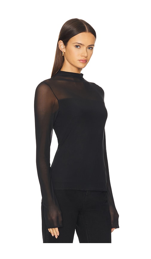 Rag & Bone Luca Double Layer Mock Neck Long Sleeve In Black