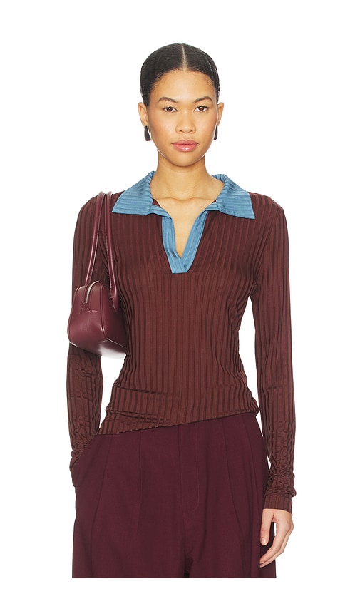 Rag Bone POLO COLORBLOCKED MANCHES LONGUES NATALIA en Chocolate Taille S Also en XS 224 €