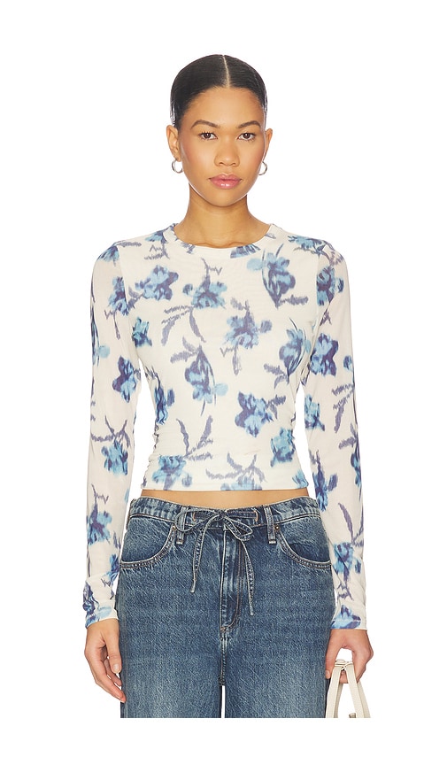 Rag Bone Yana Printed Mesh Long Sleeve Tee en IvoryBlue Taille S Also en XS 171 €