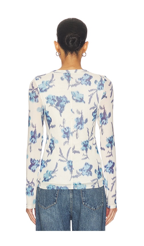  Rag & Bone Langarm-shirt Aus Mesh Mit Print Yana In Ivory,blue. Größe S. Also In Xs, M, L. 