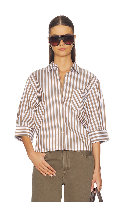 Rag Bone CHEMISE EN POPELINE RAYURES LUCIA en Brown Taille XS Also en S M 276 €