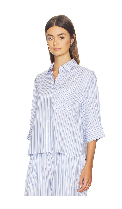  Rag & Bone Gestreiftes Popelinehemd Lucia In Baby Blue. Größe S. Also In M. 
