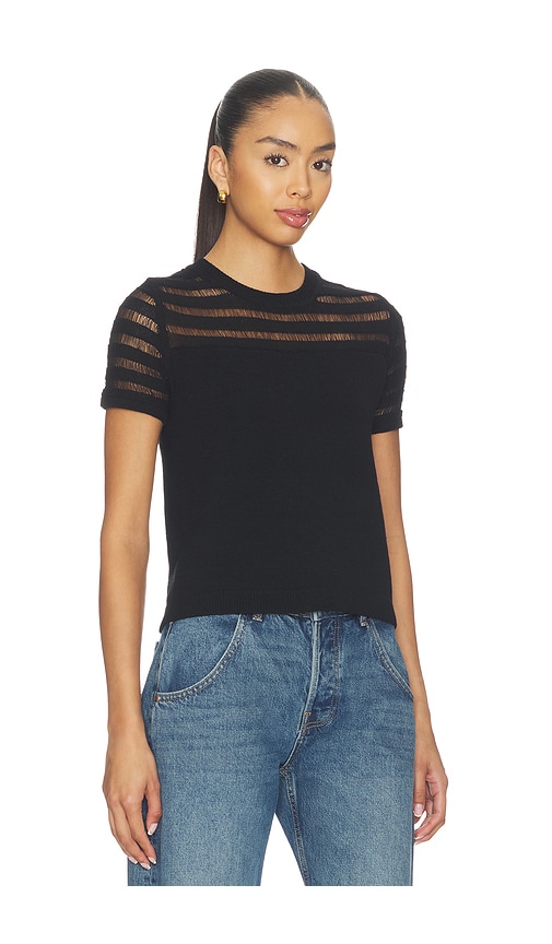 Rag & Bone Ladder-stitch Short-sleeve Sweater In Black