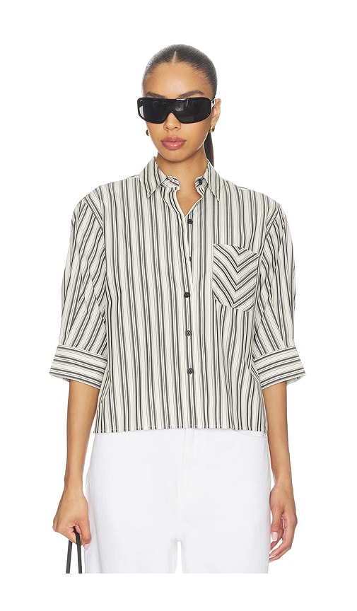 Rag & Bone Lucia Stripe Poplin Shirt in Charcoal Stripe