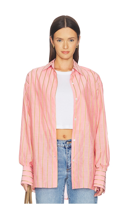 RENGGLI Stripe Boxy Long Sleeve Button Up