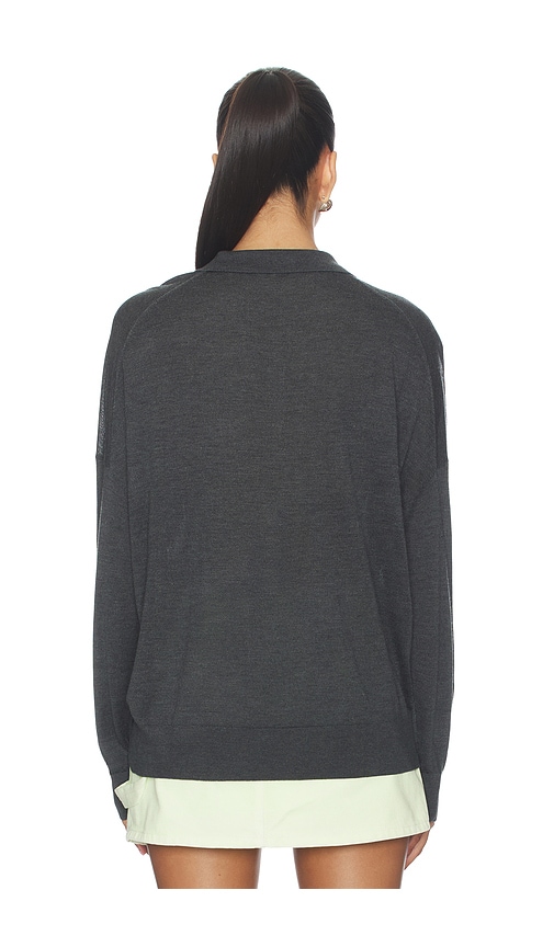  Renggli Silk Cashmere Boxy Long Sleeve Polo En Color Charcoal Talla L  (también En M, S, Xl, Xs, Xxs). 
