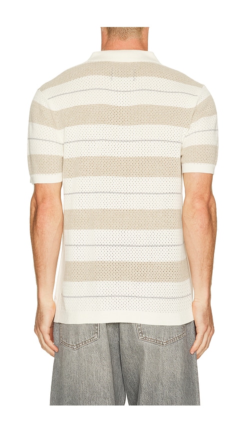  Reigning Champ Cotton Linen Stripe Victor Polo En Color Ivory Talla L  (también En M, S, Xl/1x, Xxl/2x). 