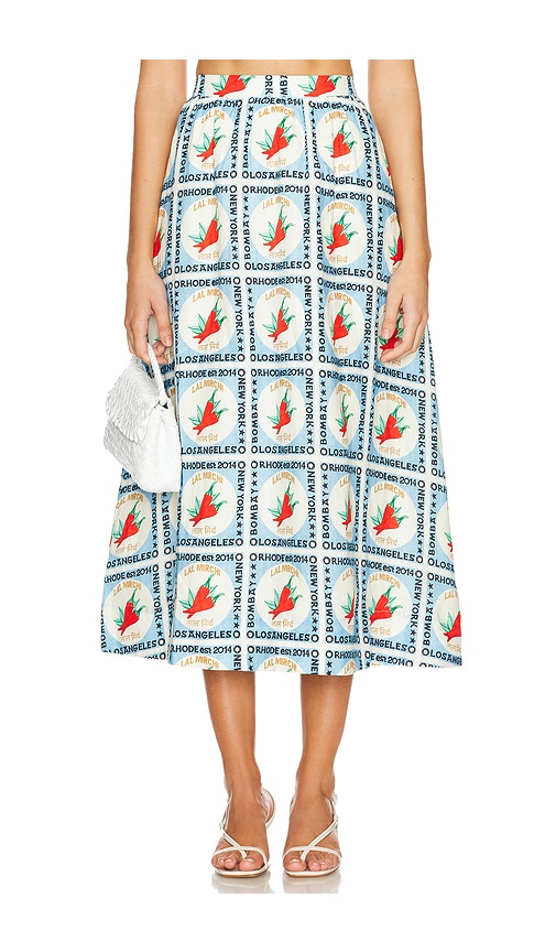 Rhode Aaron Midi Skirt In Lal Mirchi In Lal Mirchi