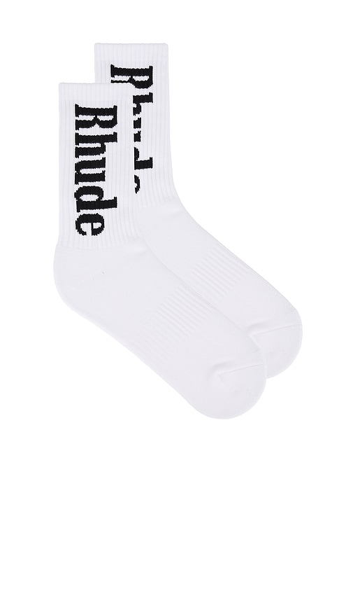 Shop Rhude Script Socks In 白色&黑色