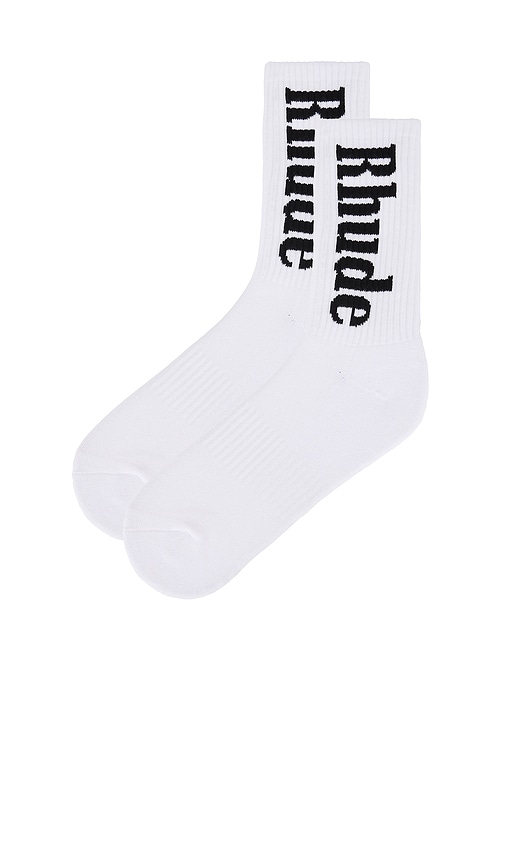 Shop Rhude Script Socks In 白色&黑色