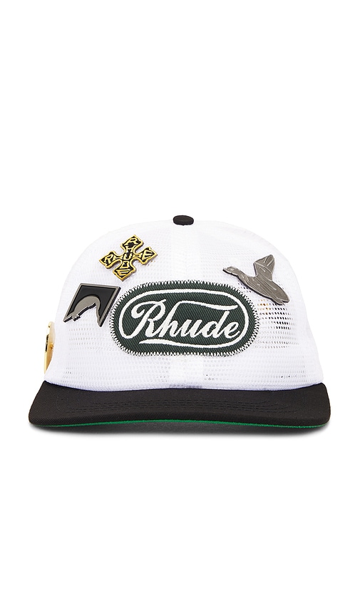 Shop Rhude Patch Mesh Trucker Hat In 黑色、白色