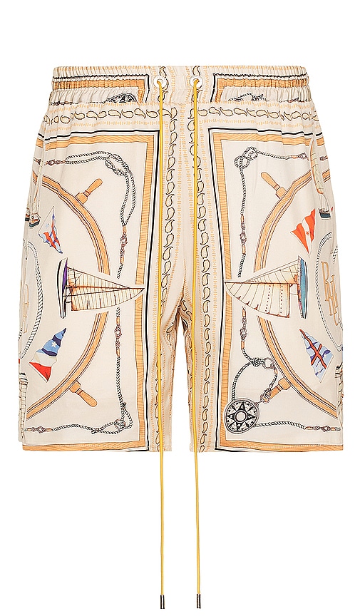 Shop Rhude Nautica Silk Short In Beige