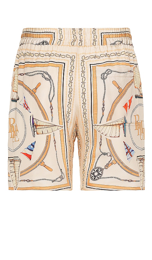 Shop Rhude Nautica Silk Short In Beige