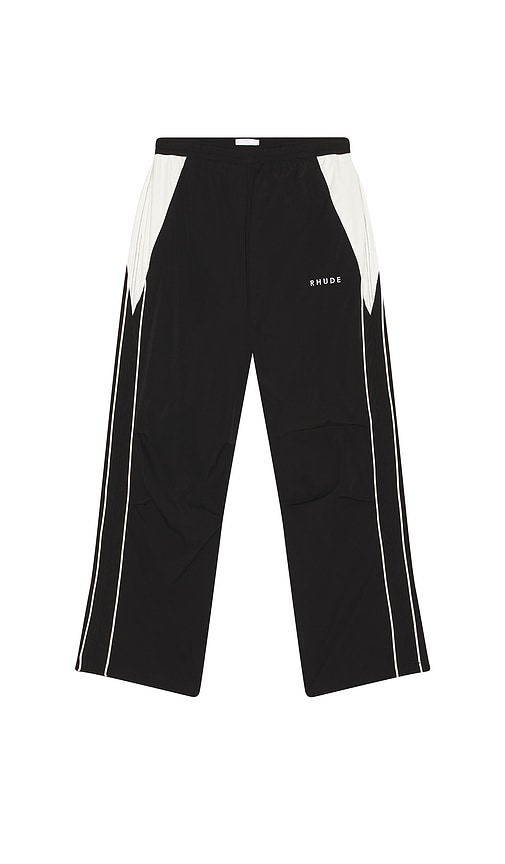 Rhude Color Block Track Pant In Black And White