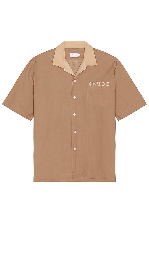 Rhude Mechanic Button Up Shirt in Tan & Brown | REVOLVE