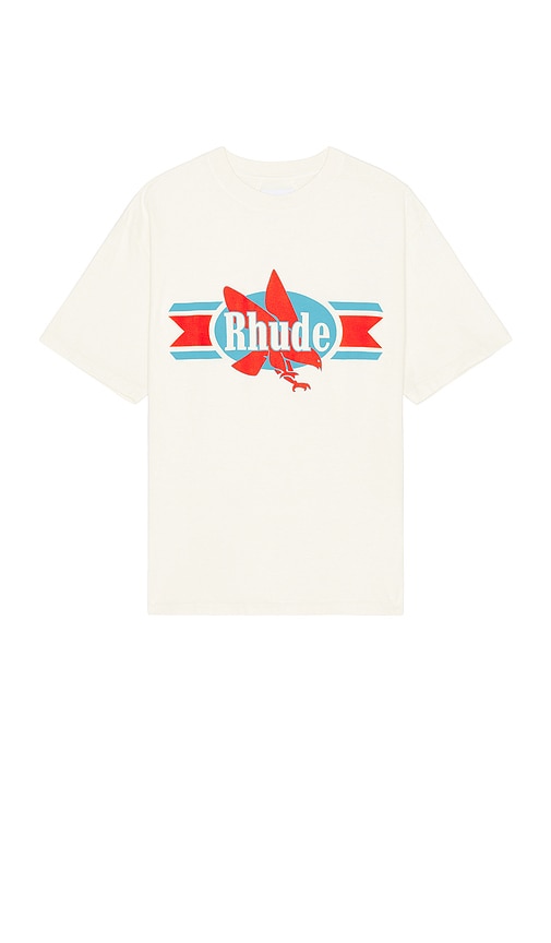 Shop Rhude Chevron Eagle Tee In Cream