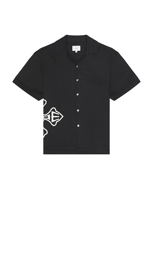 Shop Rhude Cross Logo Snap Shirt In 블랙